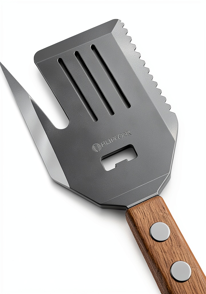 Flipfork Spatula showcasing stainless steel construction and acacia wood handle