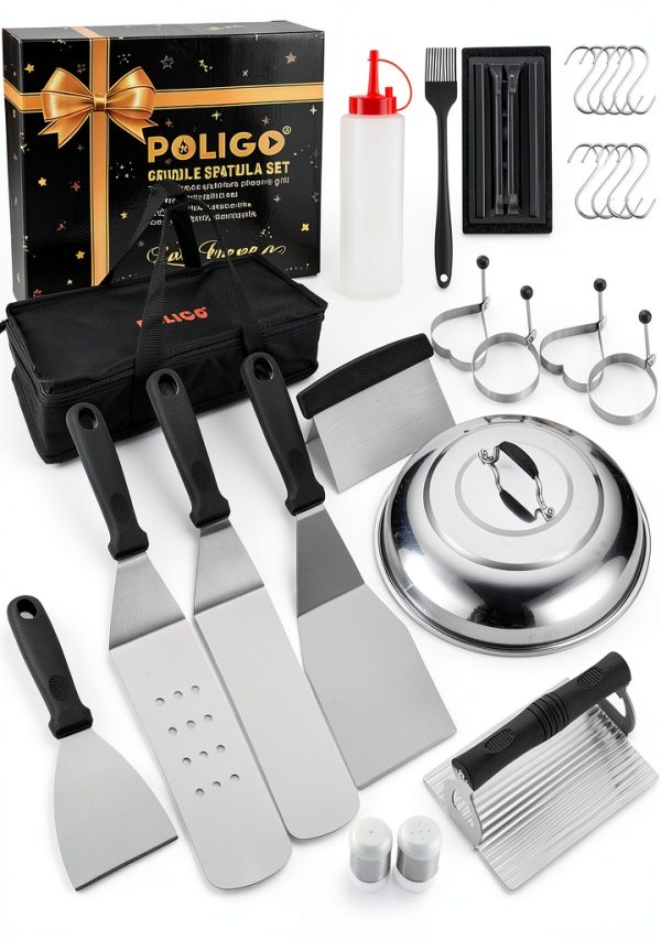 POLIGO 28pcs BBQ Tools Stainless Steel Griddle Accessories-0