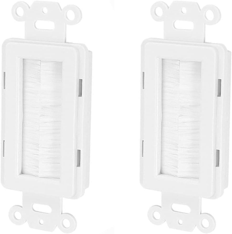Installing Chaosss & . 2 Pack brush passthrough wall plate on a commercial office wall