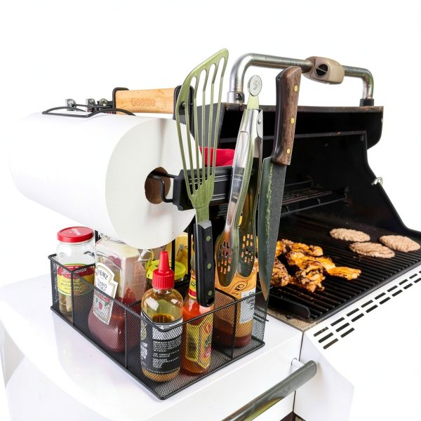 Geesta Grill Caddy Adjustable Steel Kitchen Organizer Black-6