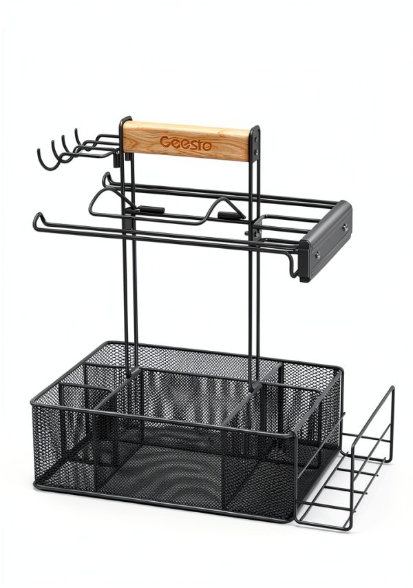 Geesta Grill Caddy Adjustable Steel Kitchen Organizer Black-3