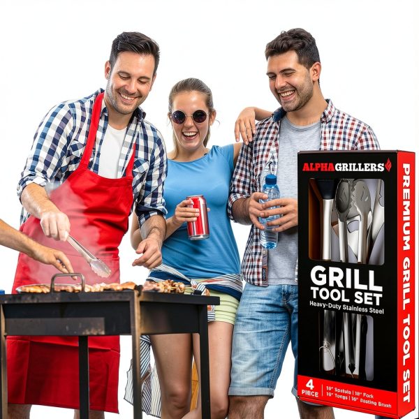 Alpha Grillers BBQ Tools Stainless Steel 4-Piece Set-5