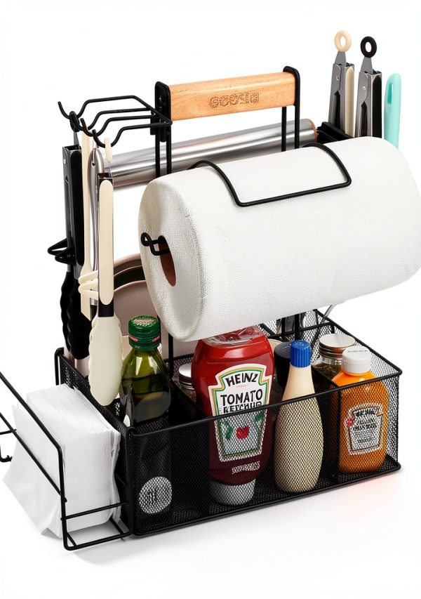 Geesta Grill Caddy Adjustable Steel Kitchen Organizer Black-0