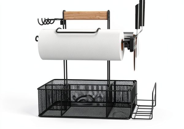 Geesta Grill Caddy Adjustable Steel Kitchen Organizer Black-5
