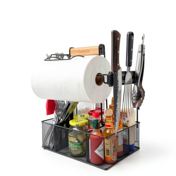 Geesta Grill Caddy Adjustable Steel Kitchen Organizer Black-8
