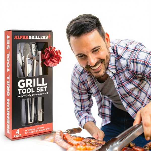 Alpha Grillers BBQ Tools Stainless Steel 4-Piece Set-2