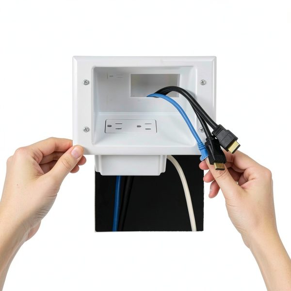 DATA COMM Duplex Receptacle Mid‑Size White Metal-4