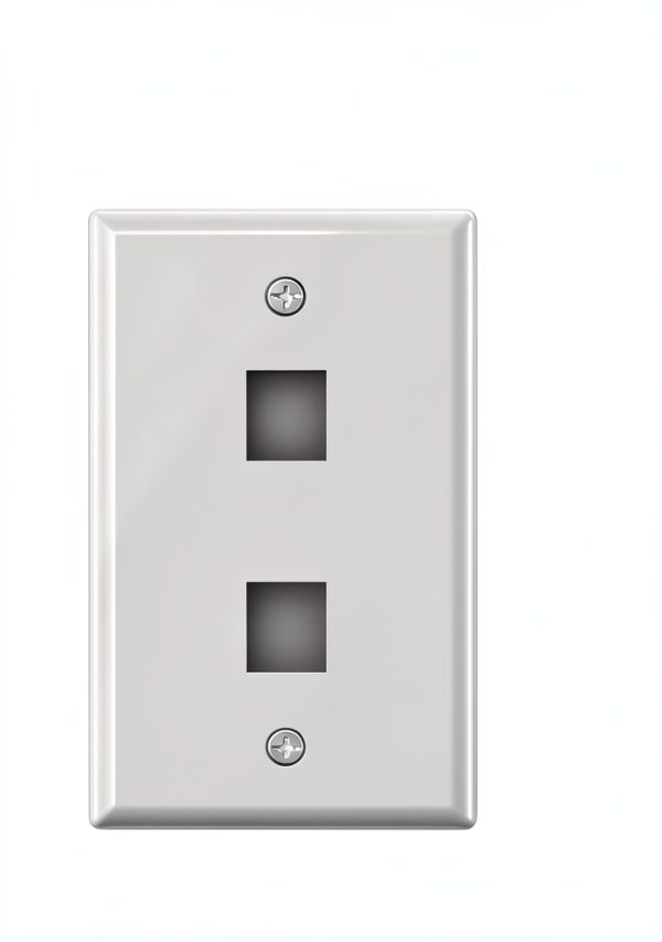 VCE White Keystone Wall Plate 2-Port Plastic-4