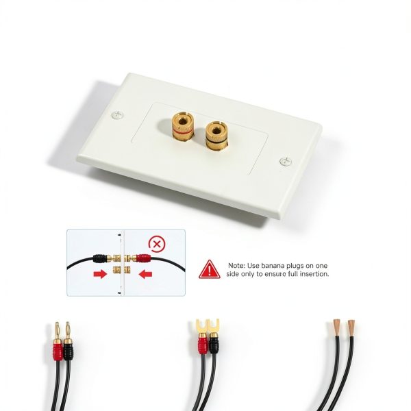 Cable Matters Speaker Wall Plate Single Gang Banana Plug – White-2
