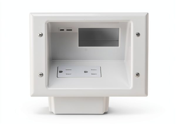 DATA COMM Duplex Receptacle Mid‑Size White Metal-8