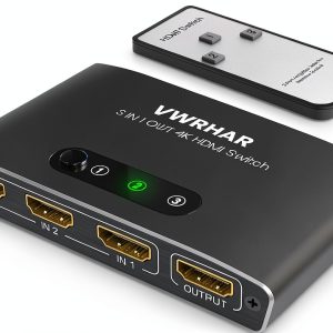 HDMI Switch VWRHar 3-Port Black Aluminum 4K Gaming-0