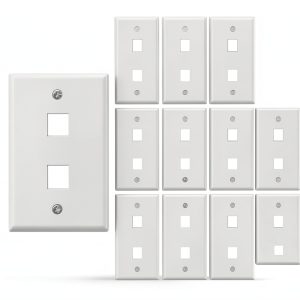 VCE White Keystone Wall Plate 2-Port Plastic-0