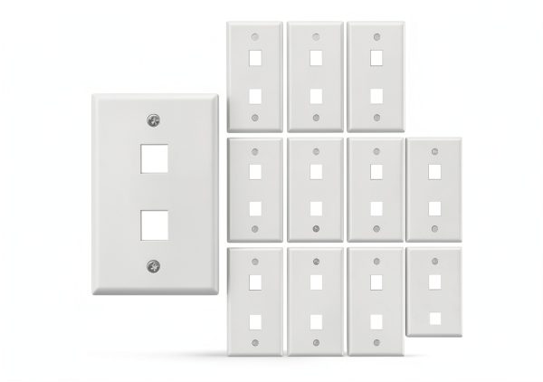 VCE White Keystone Wall Plate 2-Port Plastic-0