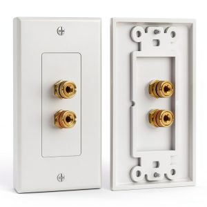 Cable Matters Speaker Wall Plate Single Gang Banana Plug – White-0