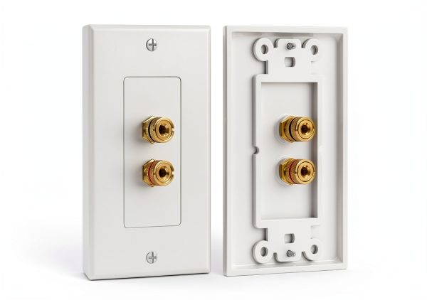 Cable Matters Speaker Wall Plate Single Gang Banana Plug – White-0