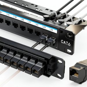 Jadaol Cat6 Patch Panel 24-Port Rack Steel-0