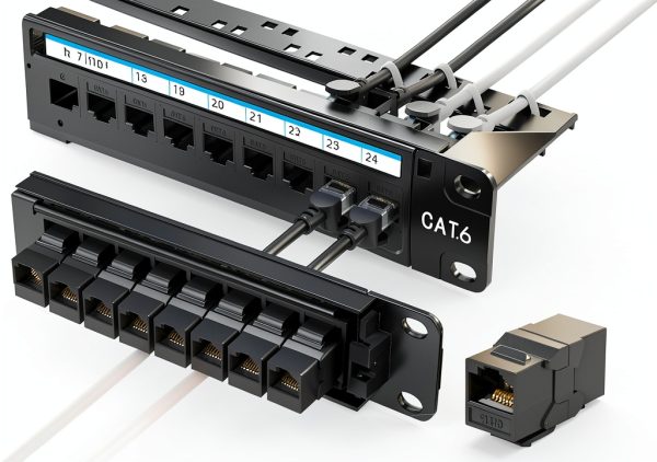 Jadaol Cat6 Patch Panel 24-Port Rack Steel-0