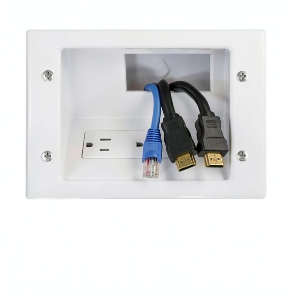DATA COMM Duplex Receptacle Mid‑Size White Metal-5