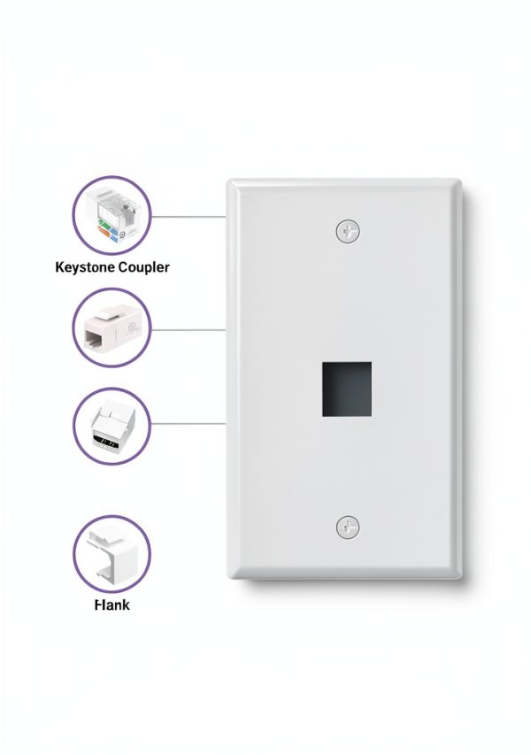 VCE 1-Port White Wall Plate Plastic Design-2