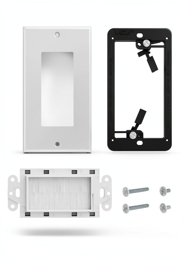 VCE Wall Plate Brush Cable Pass Through 2Pack Polished ABS Decorator-5