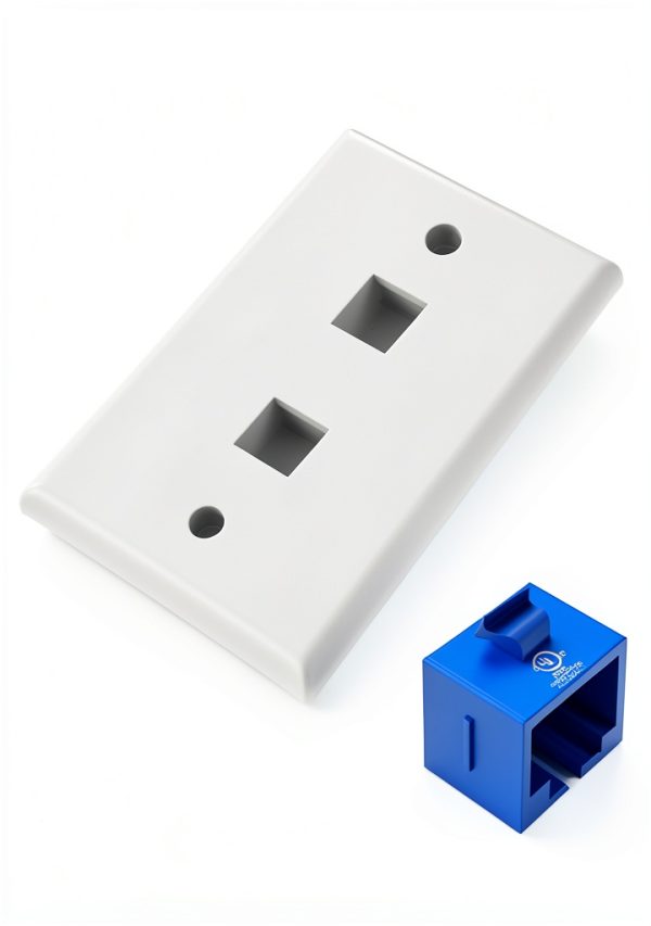 VCE 2 Pack Ethernet Wall Plate Double Keystone Switch ABS Polished-6