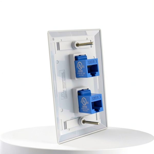 VCE 2 Pack Ethernet Wall Plate Double Keystone Switch ABS Polished-1