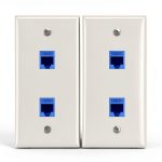 VCE 2 Pack Ethernet Wall Plate Double Keystone Switch ABS Polished-0