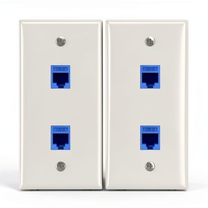 VCE 2 Pack Ethernet Wall Plate Double Keystone Switch ABS Polished-0