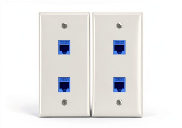 VCE 2 Pack Ethernet Wall Plate Double Keystone Switch ABS Polished-0