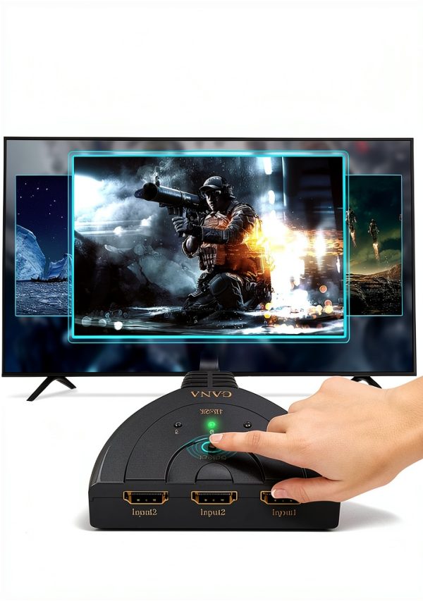 HDMI Switch 3-in-1 4K Ultra HD GANA Model 4330142618 Manual Switch-2