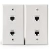 VCE Ethernet Wall Plate 2‑Port White Cat6 Keystone, 2 Pack-0
