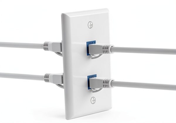 VCE 2 Pack Ethernet Wall Plate Double Keystone Switch ABS Polished-3