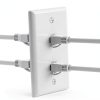 VCE Ethernet Wall Plate 2‑Port White Cat6 Keystone, 2 Pack-1
