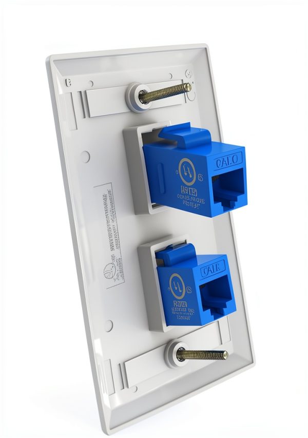 VCE 2 Pack Ethernet Wall Plate Double Keystone Switch ABS Polished-5