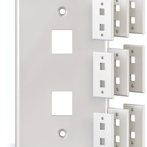 Cable Matters 2 Port ABS Keystone Wall Plate Polished White Design-0