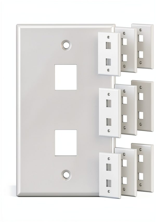 Cable Matters 2 Port ABS Keystone Wall Plate Polished White Design-0