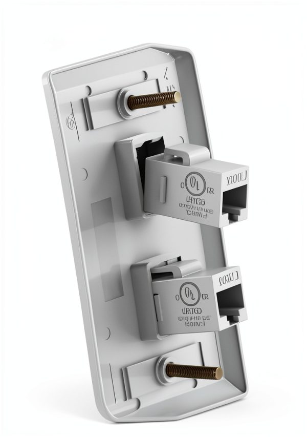 VCE Ethernet Wall Plate 2‑Port White Cat6 Keystone, 2 Pack-5
