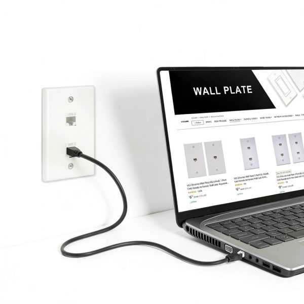 VCE Ethernet Wall Plate 2‑Port White Cat6 Keystone, 2 Pack-3