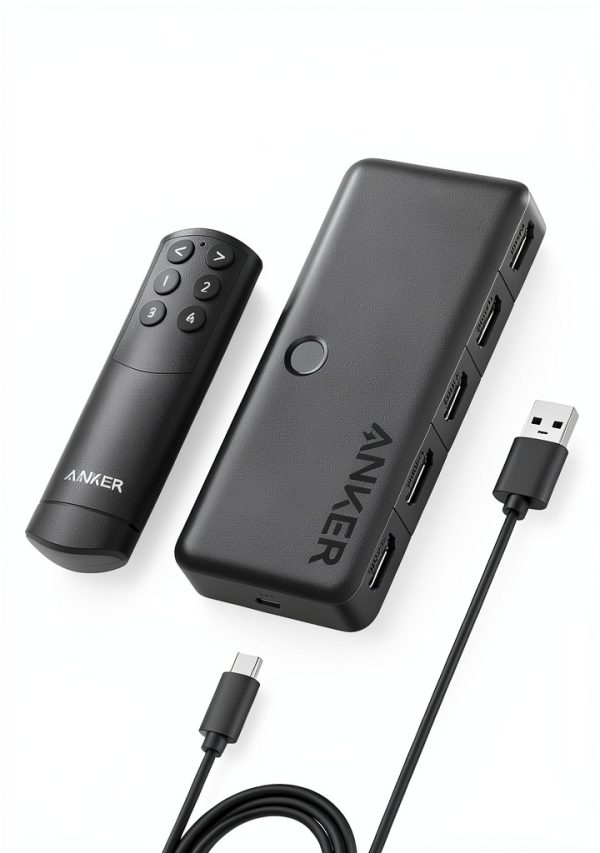 Anker 4-in-1 HDMI Switch A83H2 4K Ultra HD with 5ft USB‑C Power Cable-0